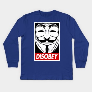 V For Vendetta Guy Fawkes Mask Disobey Kids Long Sleeve T-Shirt